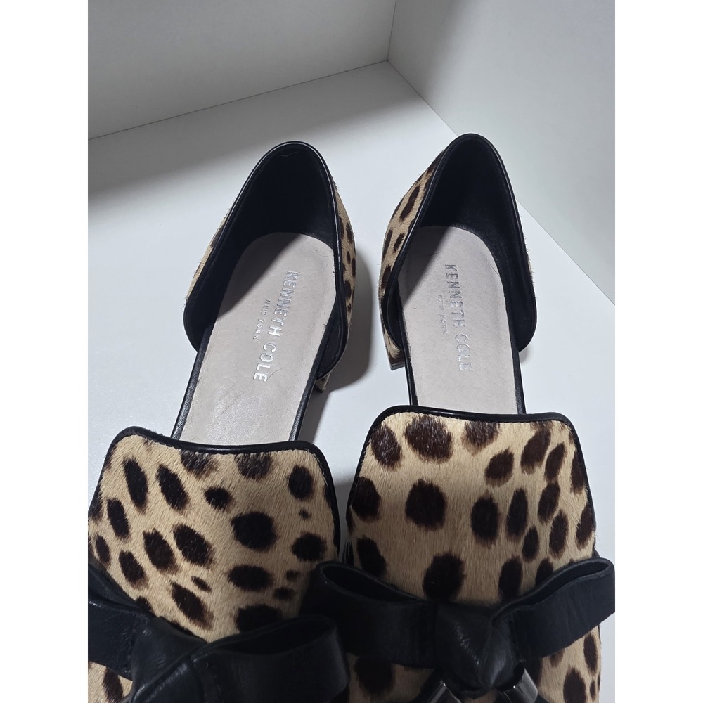 Kenneth Cole New York Leopard Calf Hair D'Orsay Flats Tassel Bow Women's Size 9M - Picture 3 of 11